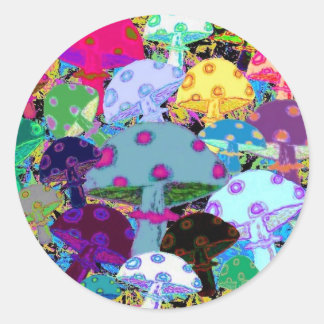 Adesivo Redondo 32 Cogumelos #2