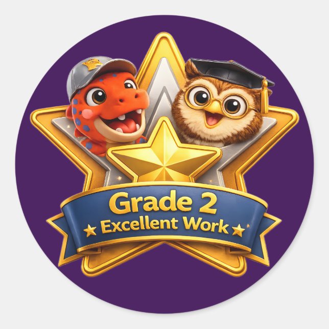 Adesivo Redondo 32 excellent work with the owl and Rex round achie (Frente)