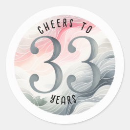 Adesivo Redondo 33 Aniversário ou Aquarela