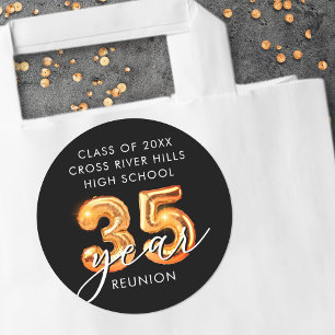 Adesivo Redondo 35.ª classe Números do balão de cor laranja negra 