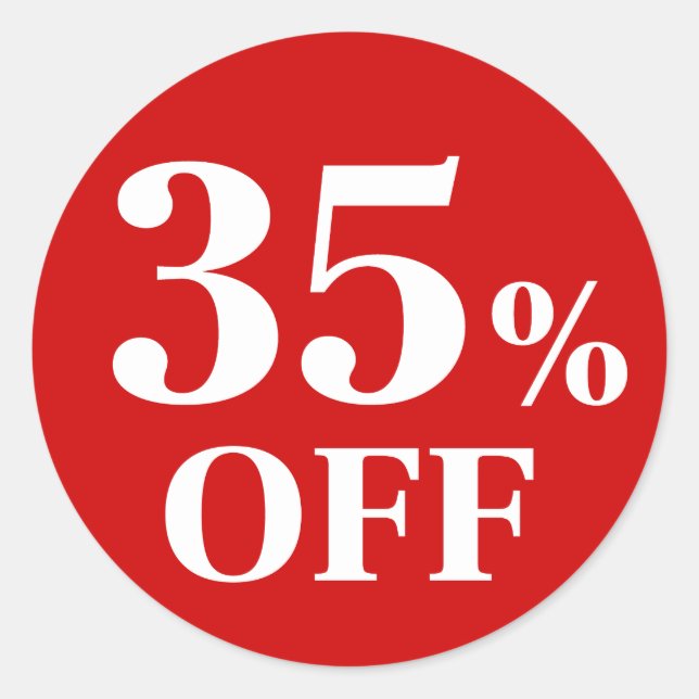Adesivo Redondo 35% OFF Red Background Classic Round Sticker (Frente)