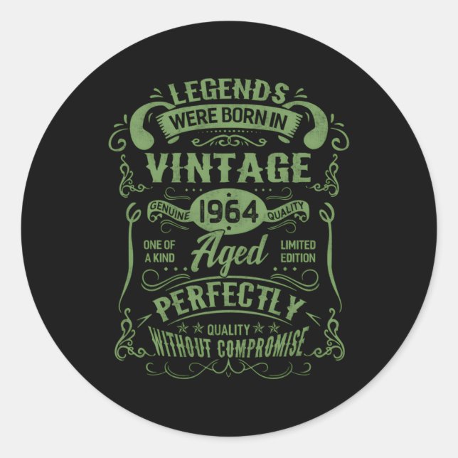 Adesivo Redondo 365 Legendas Em Que Nascer Em 1964 (Frente)