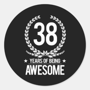 Adesivo Redondo 38th Aniversário (38 anos de ser impressionantes)