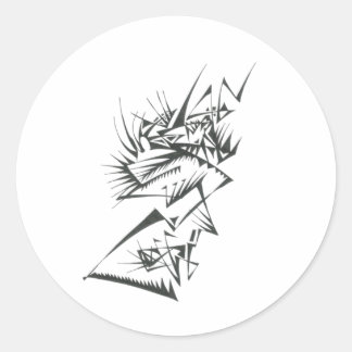 Adesivo Redondo 39 Arte de Tatuagem Tribal Abstrato Preto Branco
