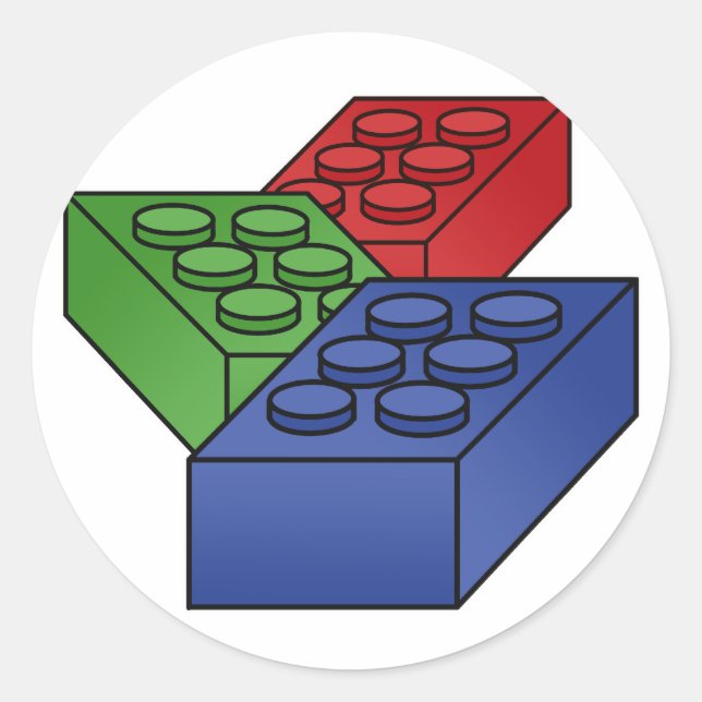 Adesivo Redondo 3 blocos de construção (Frente)