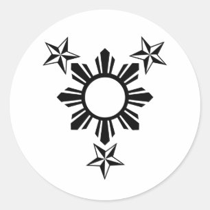 Adesivo Redondo 3 estrelas e Sun
