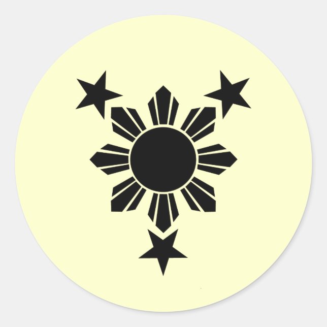 Adesivo Redondo 3 Estrelas e Sun Solid (Sticker) (Frente)