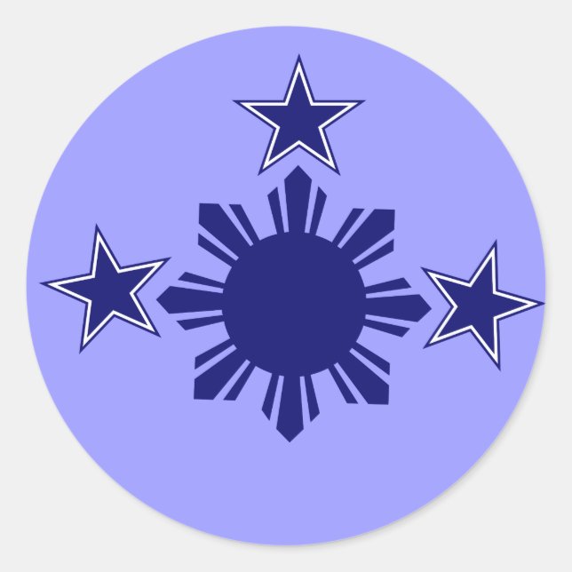 Adesivo Redondo 3 estrelas e um azul sol (Frente)