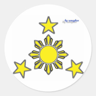 Adesivo Redondo 3 estrelas e um sol