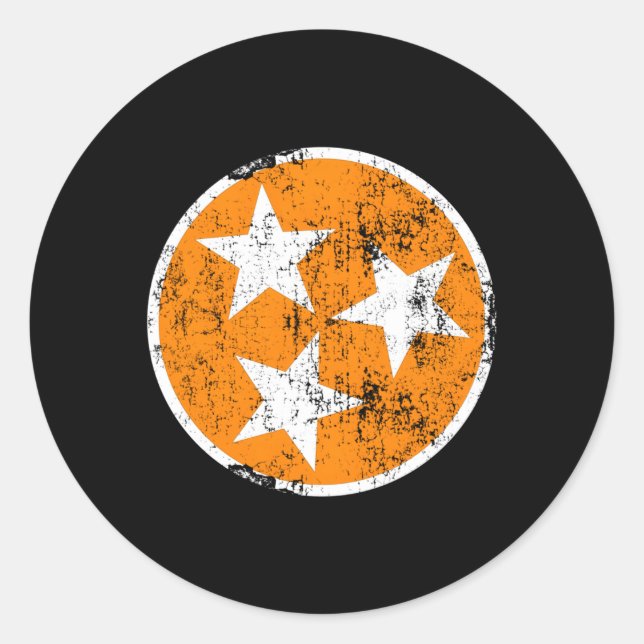 Adesivo Redondo 3 Estrelas Tn Laranja E Ruas Brancas Do Tennessee (Frente)