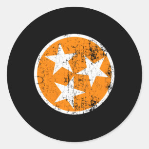 Adesivo Redondo 3 Estrelas Tn State Flag Laranja E White Tennessee