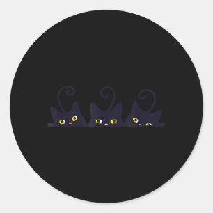 Adesivo Redondo 3 Gatos Pretos Design Engraçado Fofo Mulheres Home