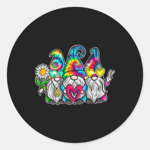 Adesivo Redondo 3 HIPPIE GNOMES Groovy Retro Tie Dye Peace Lov