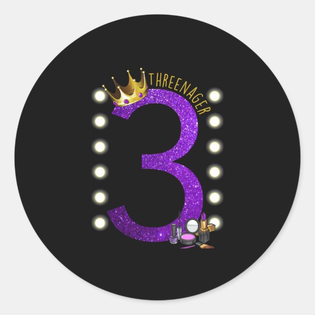 Adesivo Redondo 3-Nager MUA Princess Birthday Sticker (Frente)