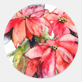 Adesivo Redondo 3 Poinsettias Vinhetas de Natal
