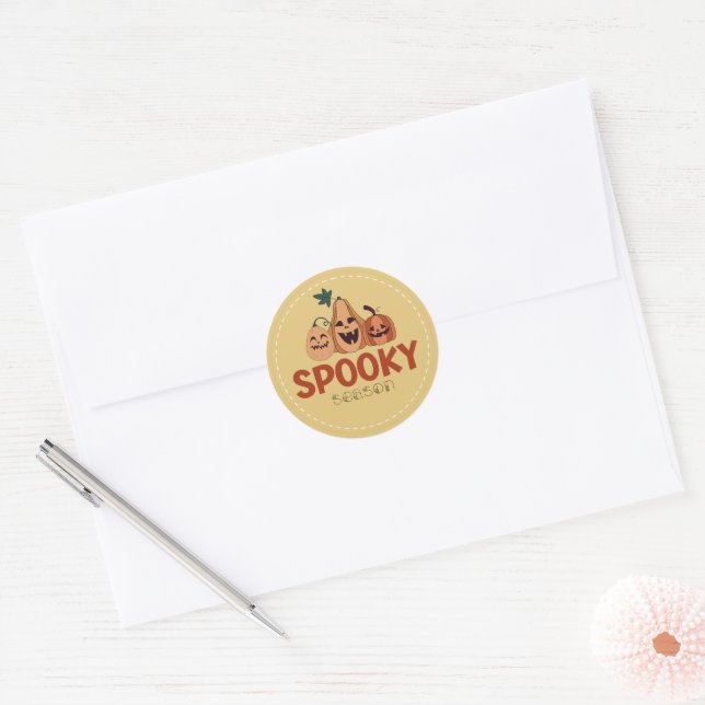 Adesivo Redondo 3 Pumpkins Spooky Season Halloween Round Sticker (Envelope)