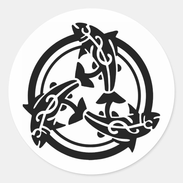 Adesivo Redondo 3 Tatuagem Celular Tribal Fish (Frente)