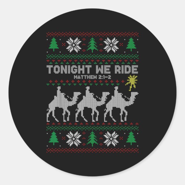 Adesivo Redondo 3 Wise Men Tonight We Ride Christmas  (Frente)