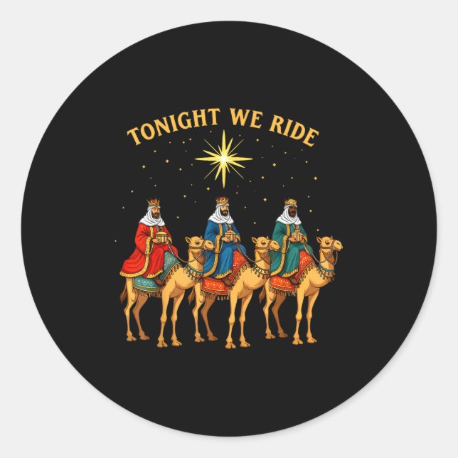 Adesivo Redondo 3 Wise Men Tonight We Ride Christmas  (Frente)