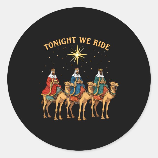 Adesivo Redondo 3 Wise Men Tonight We Ride Christmas  (Frente)
