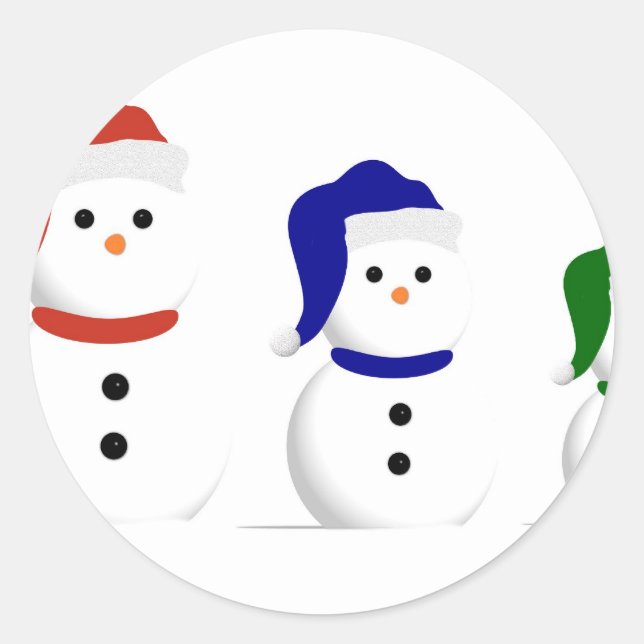 Adesivo Redondo 3 Wise Snowmen (Frente)