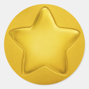 Adesivo Redondo 3D Cute Amarelo Jelly Prêmio Medalha Estrela