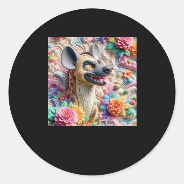 Adesivo Redondo 3d Hyena Hyenas Sticker (Frente)