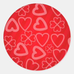 Adesivo Redondo 3D illustration love hearts Hand drawing on stripe