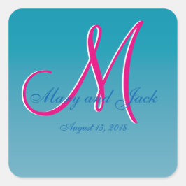 Adesivo Redondo 3d Monograma Azul Água