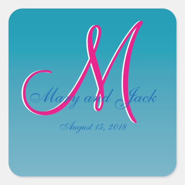 Adesivo Redondo 3d Monograma Azul Água (Frente)