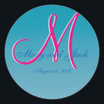 Adesivo Redondo 3d Monograma Azul Água<br><div class="desc">3d Monograma Azul Água</div>