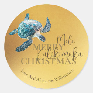 Adesivo Redondo 3D Tartaruga Mele Kalikimaka Personalizado