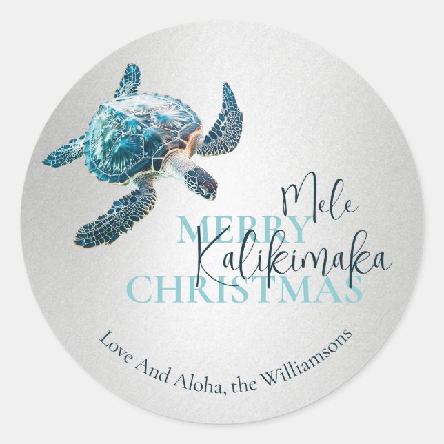 Adesivo Redondo 3D Turtle Mele Kalikimaka | Custom  (Frente)