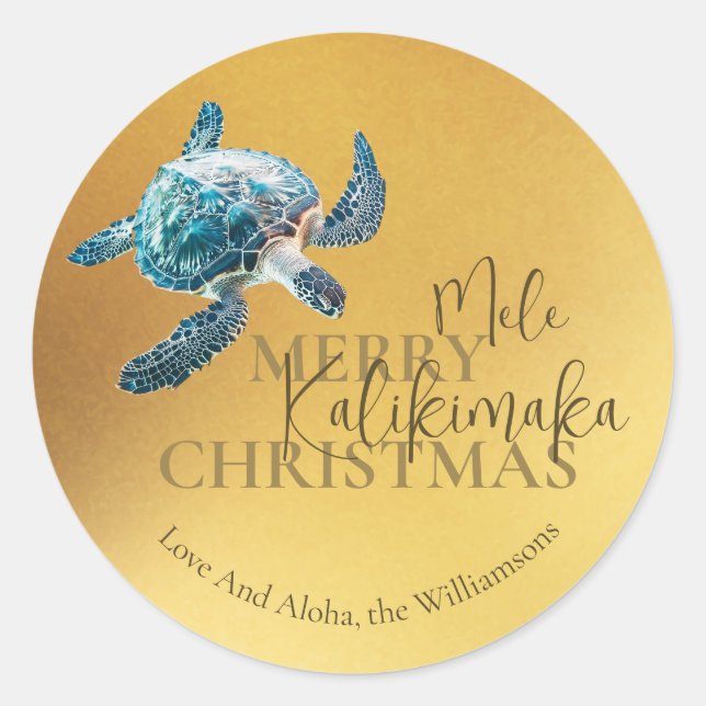 Adesivo Redondo 3D Turtle Mele Kalikimaka | Custom  (Frente)