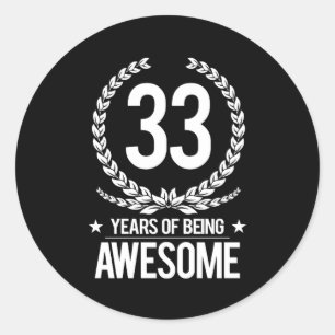 Adesivo Redondo 3ó Aniversário (33 anos de ser impressionantes)