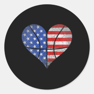 Adesivo Redondo 4º De Julho Da American Flag Bysketbyll Heart Usa