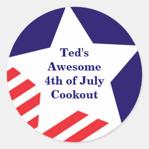 Adesivo Redondo 4º de julho estrelado estrelado americano vermelho