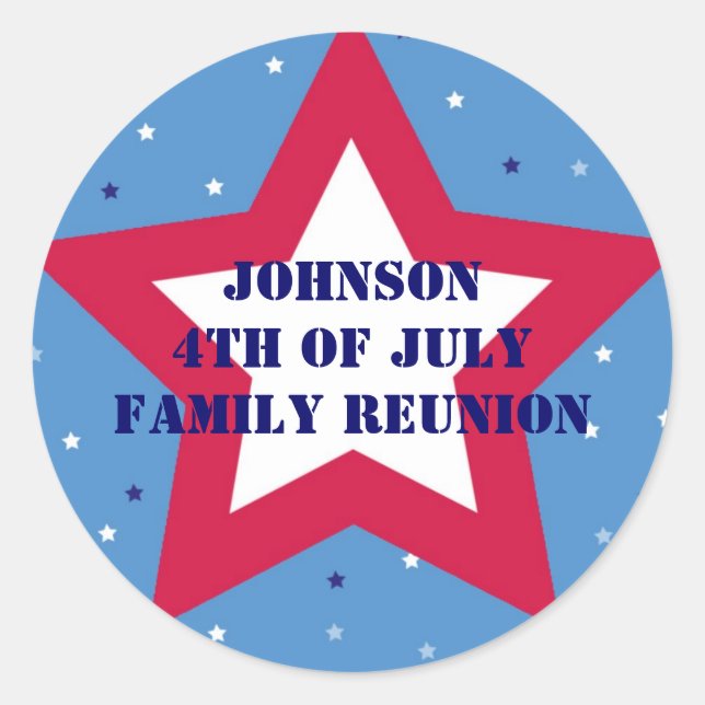 Adesivo Redondo 4º de julho estrelado estrelado americano vermelho (Frente)
