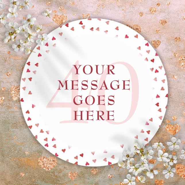 Adesivo Redondo 40º aniversário do casamento Ruby Hearts (40th Wedding Anniversary Ruby Hearts Classic Round Sticker)