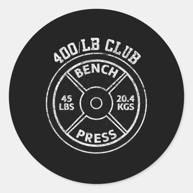 Adesivo Redondo 400 Lbs Pound Bench Press Club Gym Weightlifting P (Frente)