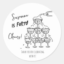 40 anos Aniversário Torre de champanhe funky