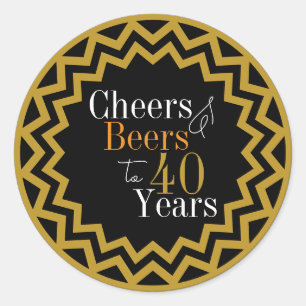 Adesivo Redondo 40 Anos Brindes e Cervejas