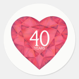 Adesivo Redondo 40 anos Cardíaco Ruby Cardíaco Cardíaco