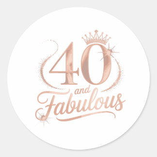 Adesivo Redondo 40 Anos e Fabulosa Celebração de Aniversário da Ra