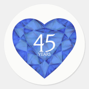 Adesivo Redondo 40 da safira do coração da aguarela anos de