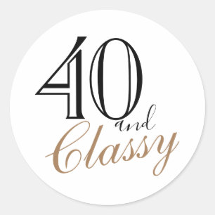 Adesivo Redondo 40 e Aniversário da Mulher Elegante Moderna Clás