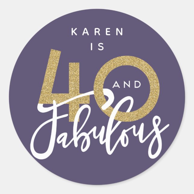 Adesivo Redondo 40 e autocolantes fabulosos (Frente)