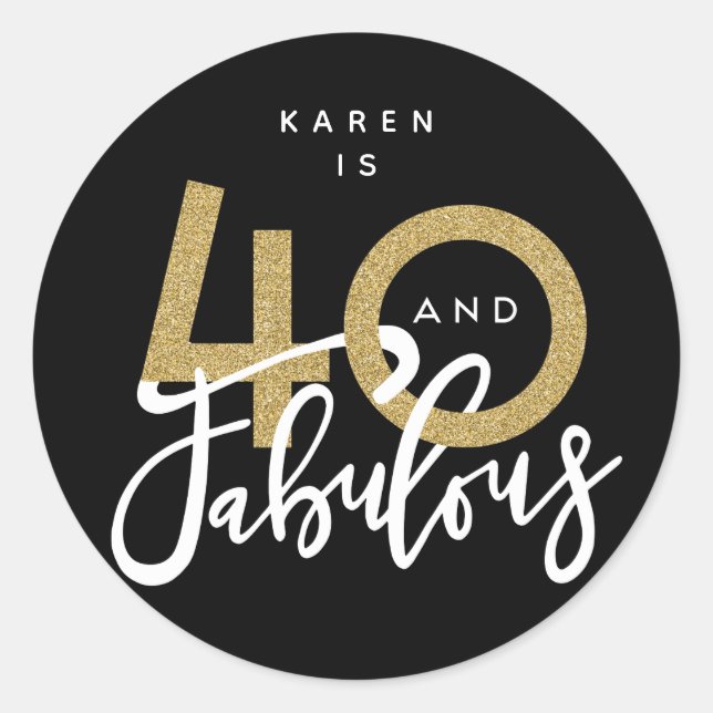 Adesivo Redondo 40 e autocolantes fabulosos (Frente)