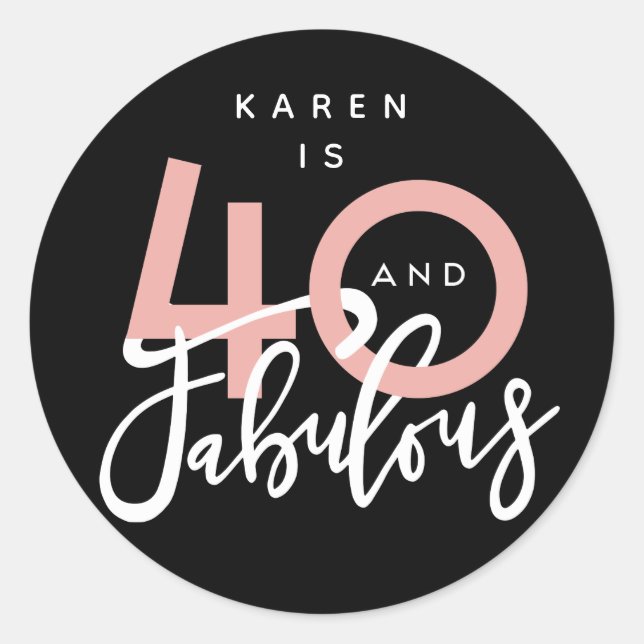 Adesivo Redondo 40 e autocolantes fabulosos (Frente)