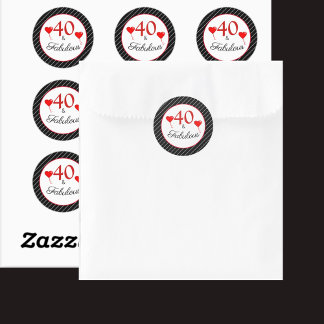 Adesivo Redondo 40 e Fabulosa aniversário de 40 anos Vermelha, fai